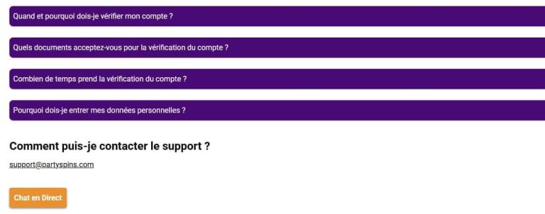 Partyspins Casino support client